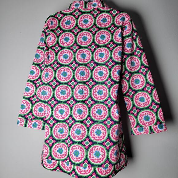 Golftini Pink Green Blue Batik Geometric Tunic Top M 3/4 Sleeve Golf Preppy - Picture 3 of 9